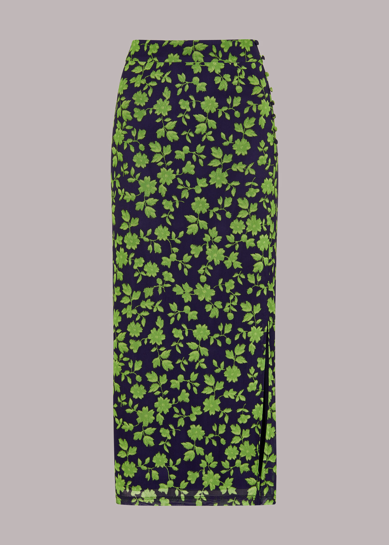 Linear Floral Bias Mesh Skirt
